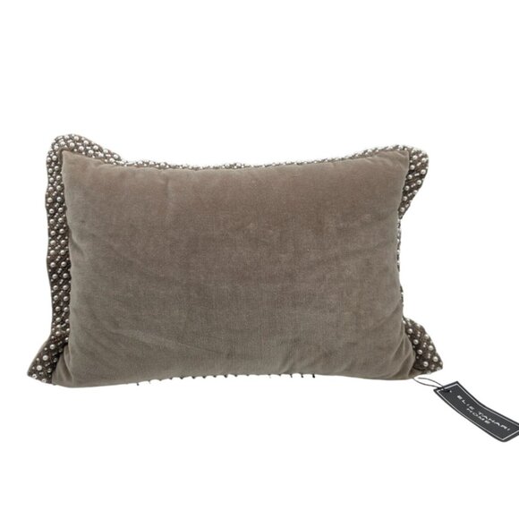 Elie Tahari Home Velvet Beaded Accent Pillow Brown 18"x10" - Picture 1 of 8